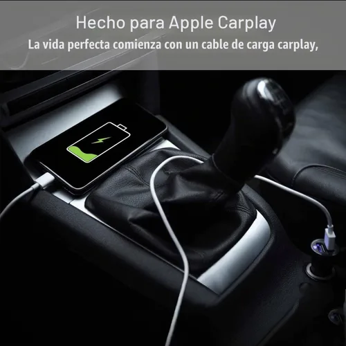 Vista 3 de Cable corto para iPhone 14/13/12/11 Carplay [certificado MFi] USB A a Lightning Cable de carga de coche para iPhone 14 13 12 11 Pro Max XR XS X