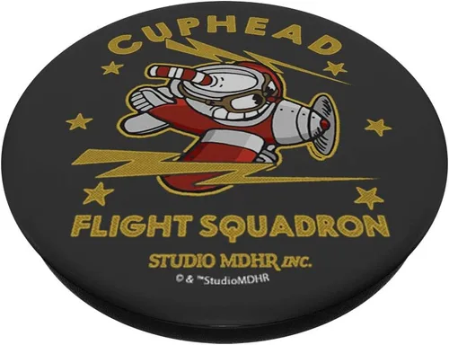 Vista 2 de Cuphead Flight Squadron Cuphead Soaring Through The Stars PopSockets PopGrip: agarre intercambiable para teléfonos y tabletas