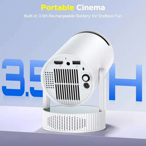Vista 2 de Mini proyector de batería con WiFi 6 y Bluetooth 5.2, Keystone automático