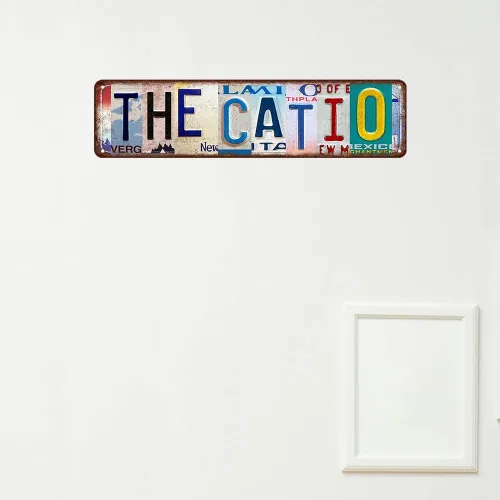Vista 5 de Cartel de metal Catio – Regalo para los amantes de los gatos, divertida decoración de pared de patio de gatos para jardín, casa, bar y cueva