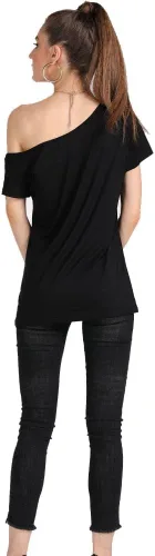Vista 73 de MAGICMK - Camiseta casual para mujer, con estampado de labios y hombro descubierto, talla extragrande