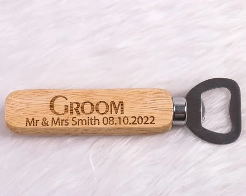 Vista 6 de Fiico - Abrebotellas de madera personalizado, regalo de padrino, recuerdo de boda