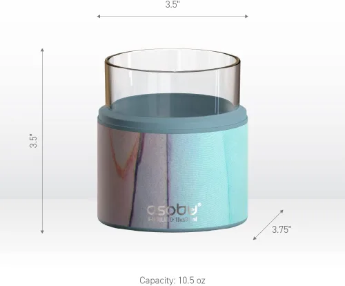 Vista 5 de asobu Vaso de whisky con funda aislada de acero inoxidable, 10.5 onzas (Rosa Aqua)