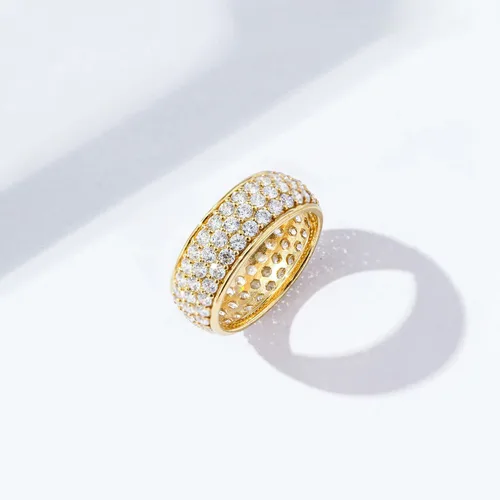 Vista 3 de Tienda Collection Platinum or Gold Plated Sterling Silver 3 Row Pave Ring set with Round Infinite Elements Cubic Zirconia