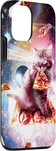 Vista 3 de iPhone 12 mini gato de pizza del espacio exterior - Rainbow Laser, Taco, funda burrito