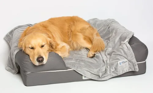 Vista 7 de Manta PetFusion para mascotas de calidad. Reversible, de color gris, de microfelpa. 100% de poliéster suave., Gris (slate gray) Ultra suave