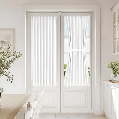 Vista 130 de Vatge Cortinas laterales autoadhesivas para puertas de cristal, sin taladro, extraíble, panel de filtrado de luz, 1 panel, 12 pulgadas de ancho x 60