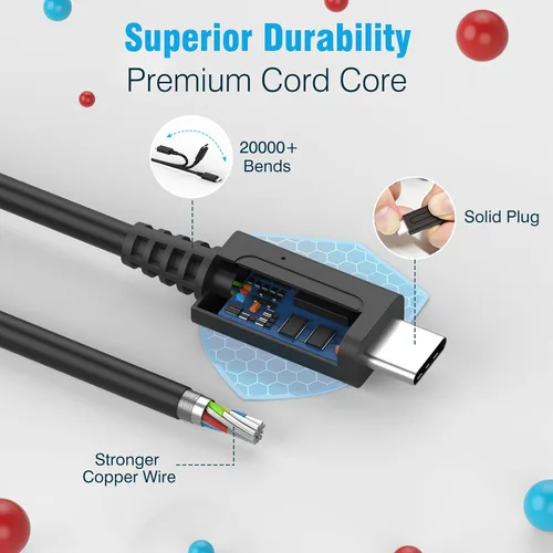 Vista 2 de Cargador para Nintendo Switch, adaptador de corriente alterna MARSDOCK de 45 W para interruptor, carga rápida de 15 V 2.6 A con cable USB C de 5
