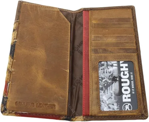 Vista 2 de HOOEY Cartera Western Rodeo de cuero para hombre, Patchwork- RojoNegro, Western