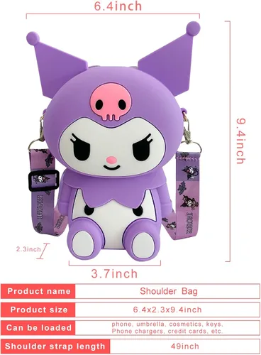 Vista 7 de CZZLYJ My Melody - Bolso cruzado de hombro con diseño de caricaturas Kuromi de anime lindo bolso de hombro