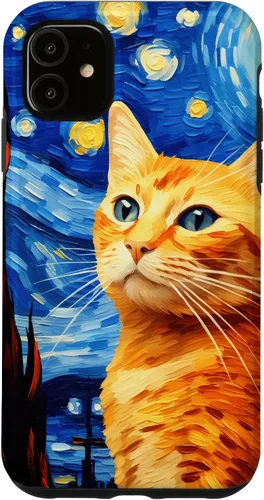 Vista 8 de Orange Tabby Cat Starry Night Vincent Van Gogh - Carcasa para iPhone 17