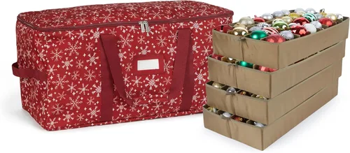 Vista 70 de Covermates Keepsakes Bolsa de almacenamiento ajustable para adornos, con asas de transporte, protección acolchada, ruedas dobles, almacenamiento