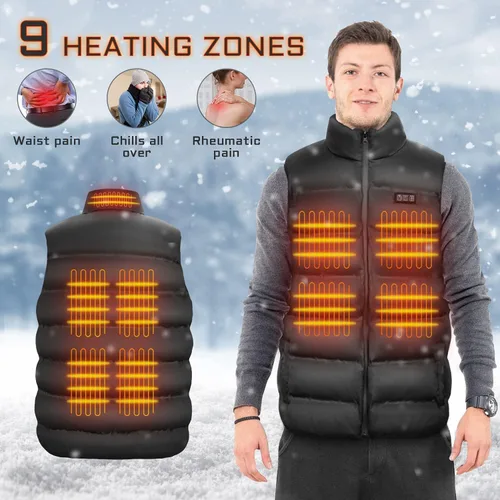 Vista 2 de TEIFUT Heated Vest, Heated Vest for Men and Women, 3 Heating Levels 9 Heating Zones for HuntingHiking (Battery Not Included)