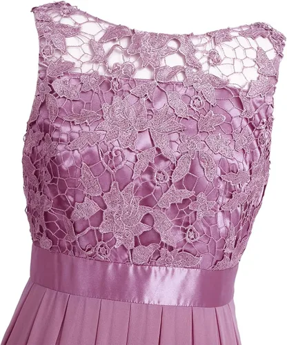 Vista 6 de RUNQHUI Vestido largo de encaje floral para mujer vestido de dama de honor cumpleaños noche formal