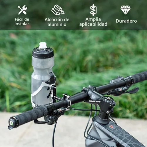 Vista 2 de ROCKBROS Adaptador de jaula de botella de bicicleta, manillar de bicicleta, soporte de botella de agua, soporte de botella de aluminio ajustable