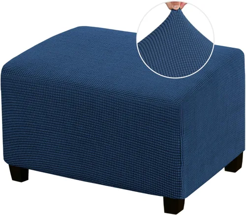Vista 12 de Funda Otomana Elástica Fundas para Otomana Cuadradas para Sala de Estar Taburete Reposapiés Fundas Elásticas para Adaptarse al Reposapiés Otomano