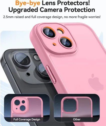 Vista 3 de CANSHN Funda mejorada para iPhone 15 [protección completa de la cámara] [mate translúcido] Funda protectora a prueba de golpes para iPhone 15 de 6.1