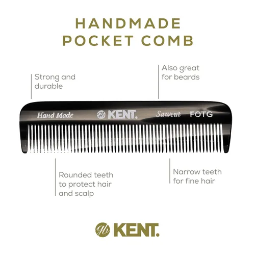 Vista 4 de Kent 81T FOT - Juego de peine de bolsillo para barba de grafito negro para hombre, kit de barba para viajes y hogar, peine para bigote para hombres