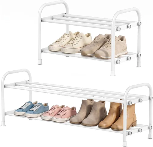 Vista 10 de INSMART Estante Organizador de Zapatos de 2 Niveles: Estante Organizador de Zapatos Ampliable y Ajustable, Estante de Almacenamiento de Zapatos