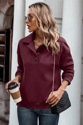 Vista 7 de ECOWISH Sudaderas con botones de un cuarto para mujer sudaderas casuales de otoño para adolescentes y niñas, ropa de invierno 2023
