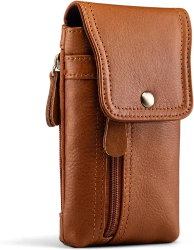 Vista 10 de Funda de Cinturón de Cuero Genuino Compatible con iPhone 16 Plus 14 Plus 13 Pro Max 12 Pro Max Samsung Galaxy A54 S25 Ultra S24+ S23+ S22+ S20 FE