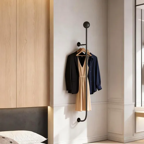 Vista 8 de 58.2 pulgadas-Boutiques Perchero de ropa montado en la pared Percheros de pared Barra colgante Percheros Organizador Organizador Sistema colgante