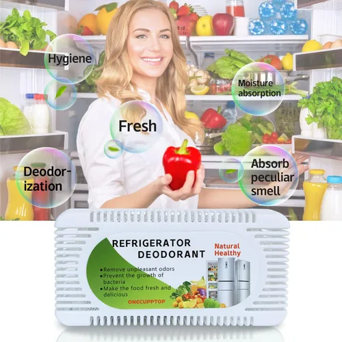 Vista 3 de Desodorizador para refrigerador (paquete de 6) - Eliminador de olores para refrigerador y congelador, carbón activado natural, combate los olores