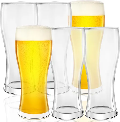 Vista 5 de Kitchen Lux Pilsner - Juego de 6 vasos de cerveza transparentes (16 onzas) High End Beer Glass – Great for pilsners, lagers, wheat beer weizen