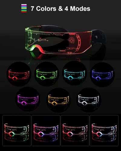 Vista 2 de JIMIMORO Gafas de sol Cyberpunk futuristas para rave, cosplay, fiesta, niños y adultos