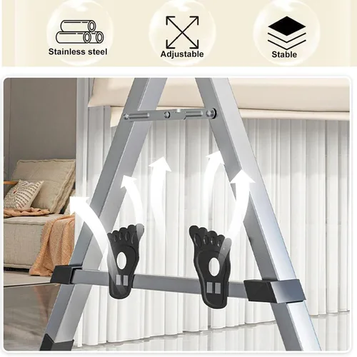 Vista 2 de Foldable 160Cm Stainless Steel Clothes Drying Rack, Heavy Duty Retractable Laundry Rack, Portable Indoor/Outdoor Garment Dryer, Space-Saving Design
