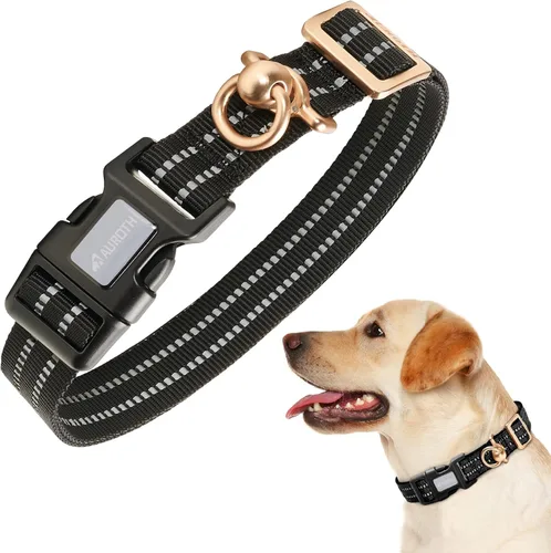 Vista 20 de Collar de perro Auroth para perros medianos y grandes, collar de perro reflectante, collares de perro de nylon suave ajustables con resistente