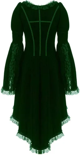 Vista 2 de Disfraz medieval renacentista para mujer, vestido retro vintage, vestido alto y bajo, vestido largo de Halloween, falda de cintura de encaje