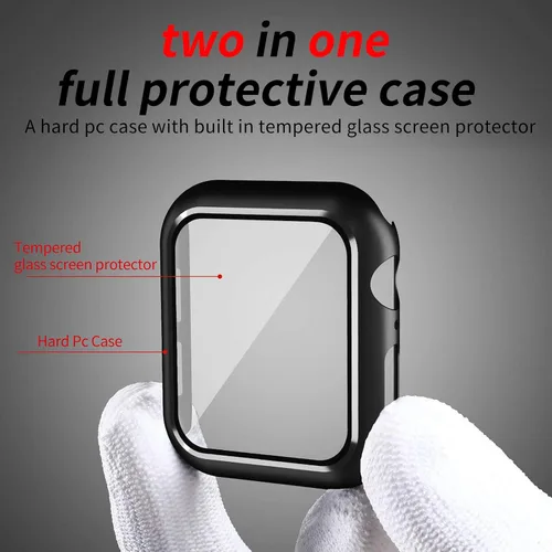 Vista 2 de Smiling - Funda compatible con Apple Watch Series 6, SE, 5 y 4 de 1.58 pulgadas (40 mm), con protector de pantalla de cristal templado integrado
