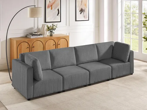 Vista 8 de Sofá biplaza de 66.9 pulgadas, sofá cama modular convertible de 2 plazas de pana, moderno juego de sofá combinado gratuito para sala de estar y Beige