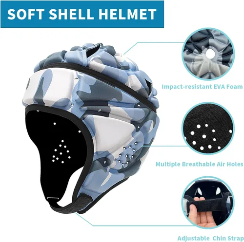Vista 2 de Casco de fútbol con bandera suave 7v7 rugby acolchado para niños y jóvenes Camouflaje