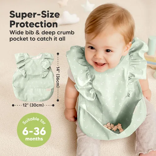 Vista 5 de KeaBabies Baberos impermeables para bebé niña, niño – Paquete de 2 baberos ligeros y grandes para comer, atrapador de comida portátil, esenciales