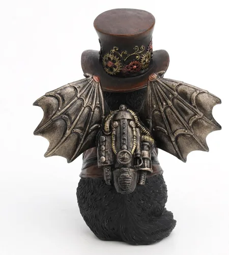 Vista 4 de Veronese Design - Figura de resina de 5 1/4 pulgadas, estilo steampunk, victoriano, inventor, gatito, gato, estatua pintada a mano Negro