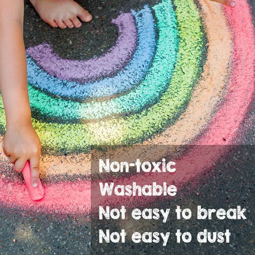 Vista 6 de Paquete de 180 tizas lavables para acera para niños, 20 colores no tóxicos, pintura de tiza jumbo a granel para actividades al aire libre de verano