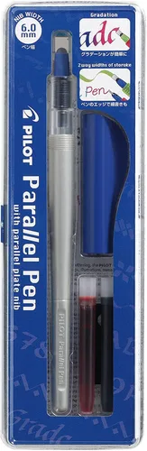 Vista 11 de Pilot Parallel 4 Nib - Juego de plumas de caligrafía, puntas de 1.5 mm, 2.4 mm, 3.8 mm y 6.0 mm, incluye 4 cartuchos de tinta negra y 4 cartuchos