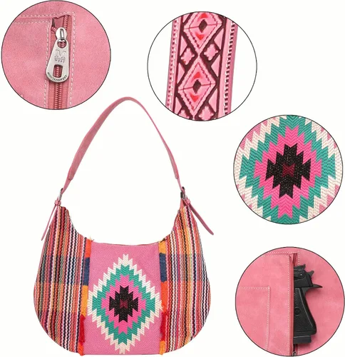 Vista 4 de Montana West Aztec Collection Western - Bolso de transporte oculto para mujer con cartera