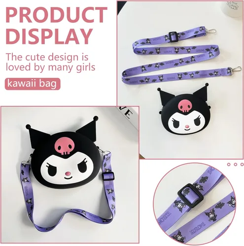 Vista 5 de CZZLYJ Kawaii Kitty Bag, Cute Cartoon Shoulder Bag with Zipper, Anime Wallet Purse with Lanyard, Kitty Cat Accessories for Girls Birthday Gifts