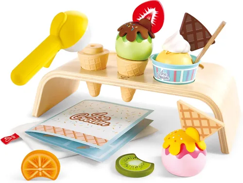 Vista 7 de Hape Juego de madera de pizza perfecto para cocina de niños, horno de pizza 2 en 1 y caja de entrega, 29 piezas de juego de simulación para niños