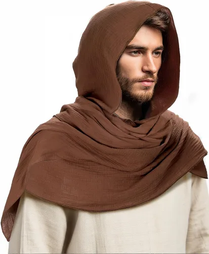 Vista 10 de Ultrafun Bufanda medieval renacentista para hombres y mujeres, multifuncional, con capucha, para Halloween, cosplay, accesorios de disfraz