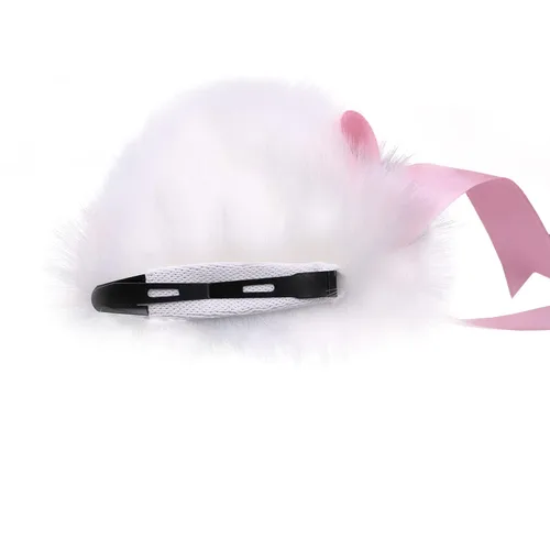 Vista 2 de Pinza para el pelo con campana de orejas de gato con campana para cosplay de niña de felpa de zorro peludo, clip para el pelo para disfraz