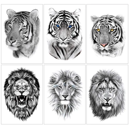 Vista 7 de glaryyears 8 hojas de tatuajes temporales de animales de águilas blancas en acuarela, brazo pecho pierna tatuaje para hombres y mujeres, arte