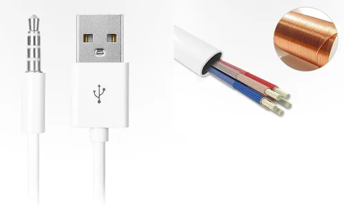 Vista 4 de iAbler Cable para iPod Shufle, paquete de 2 conectores de 0.138 in a USB, cargador de alimentación USB, cable de transferencia de datos para iPod