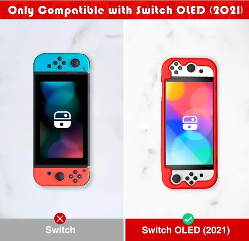 Vista 2 de KENOBEE Funda de silicona compatible con Nintendo Switch OLED modelo 2021, suave, ligera, con agarre ergonómico, con absorción de golpes y diseño