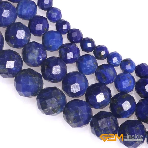 Vista 4 de GEM-Inside Cuentas espaciadoras redondas facetadas de gemas de lapislázuli azul natural semipreciosas de 2mm para hacer joyas 15