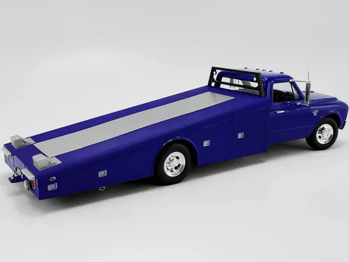 Vista 3 de 1967 Chevy C30 Rampa Camión Azul Edición Limitada a 312 Piezas en Todo el Mundo 1/18 Modelo de Coche Fundido a Presión por Acme A1801709