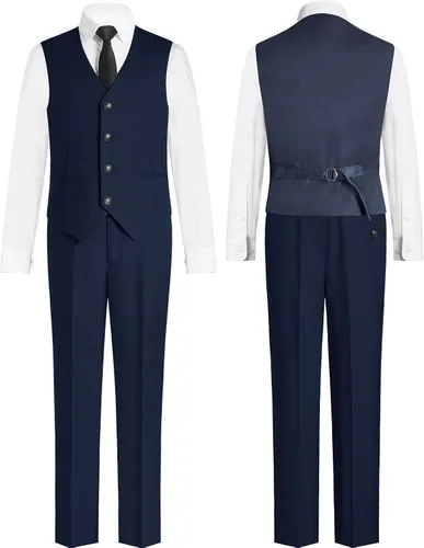 Vista 3 de ELPA ELPA Boys Tuxedo Suits Little Boys and Big Teen Youth Peak Lapel Formal Suits Set of 3 Pieces with Blazer Vest Pants